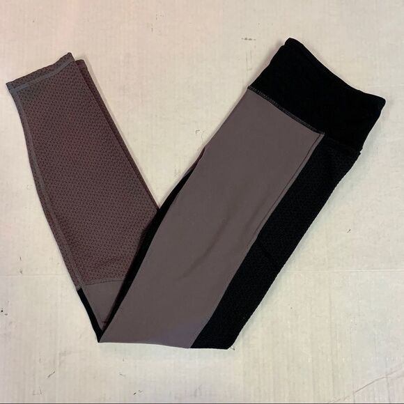 Fabletics Women's Purple Black Mid Rise Powerhold Salar Mesh Leggings - Picture 5 of 14